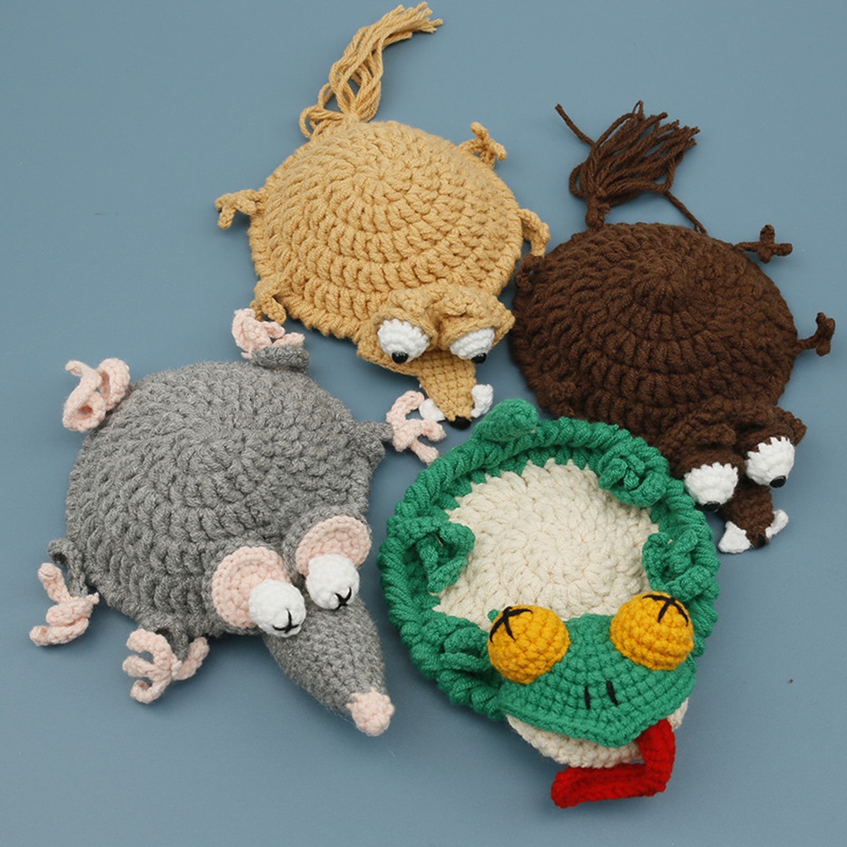 Animal Tail Crochet Coaster Set centered on a clean product background