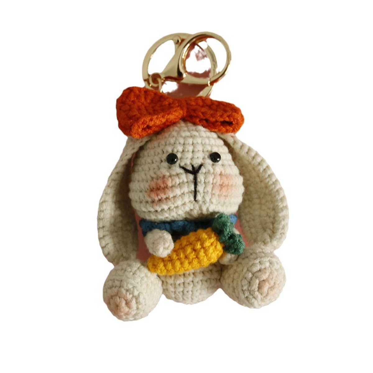 Bunny Flower Crochet Keychain centered on a clean product background