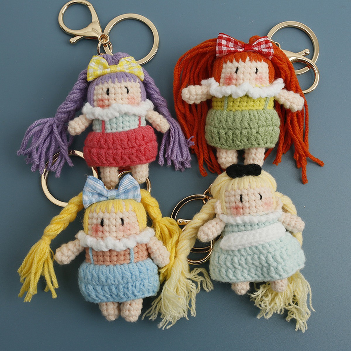 Mini Doll Crochet Keychain Collection centered on a clean product background