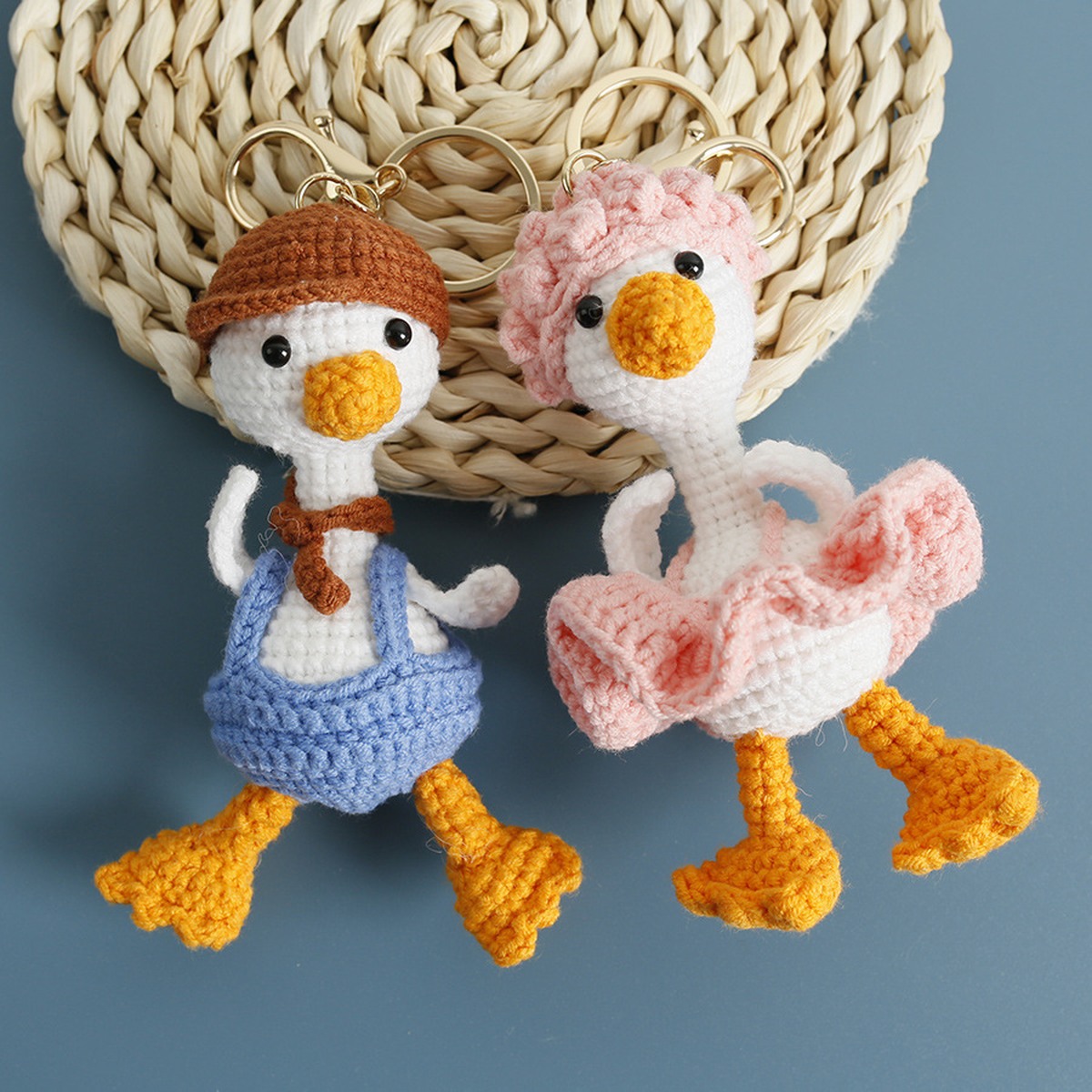 Duck Couple Crochet Keychain centered on a clean product background