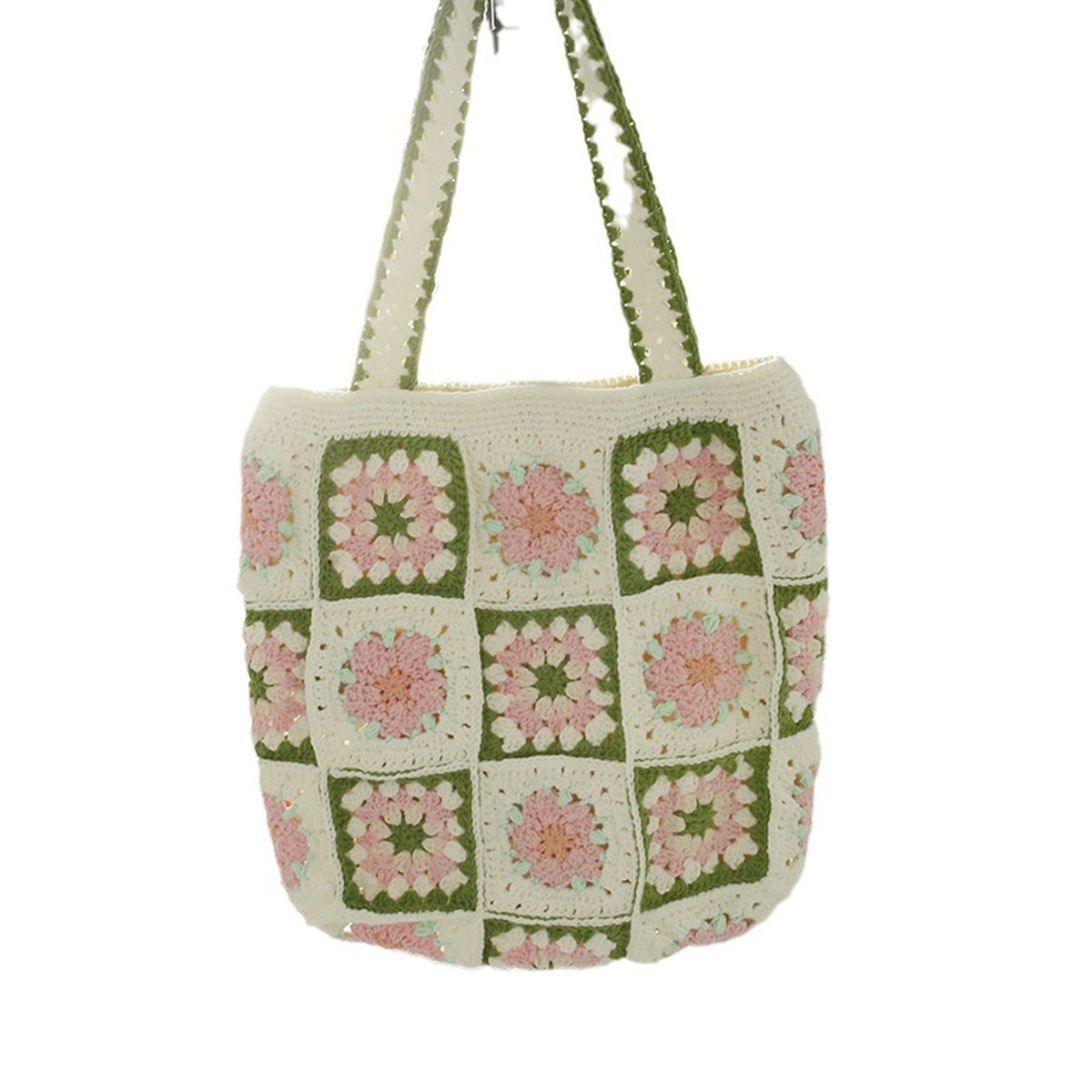 Floral Granny Crochet Tote centered on a clean product background