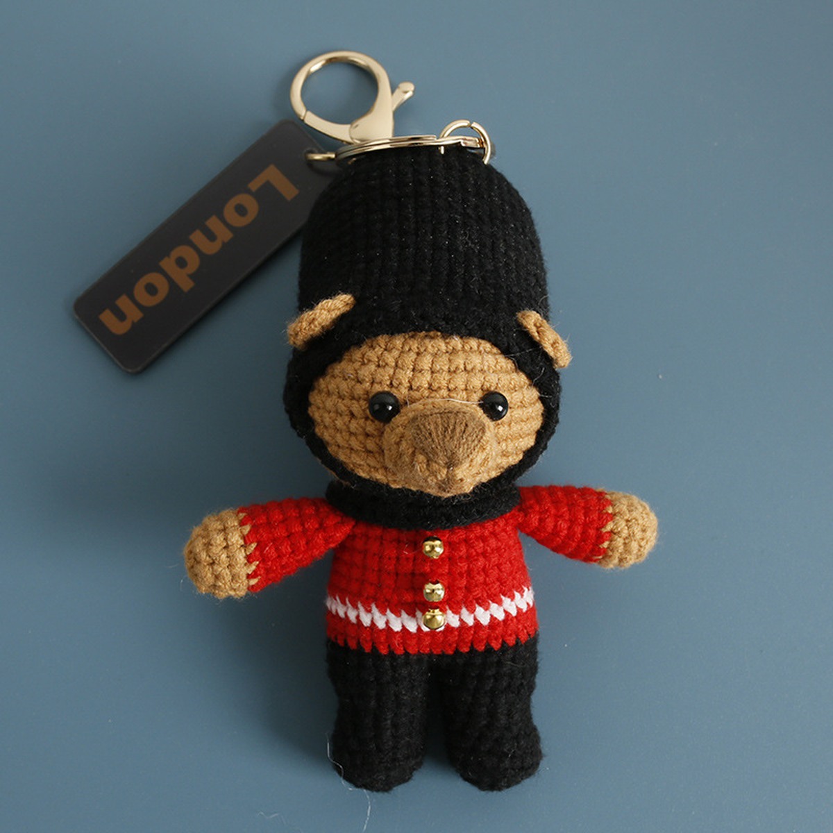 Nutcracker Crochet Keychain centered on a clean product background