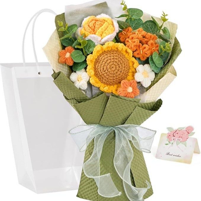 Everyday Garden Crochet Bouquet shown in a clean product photograph