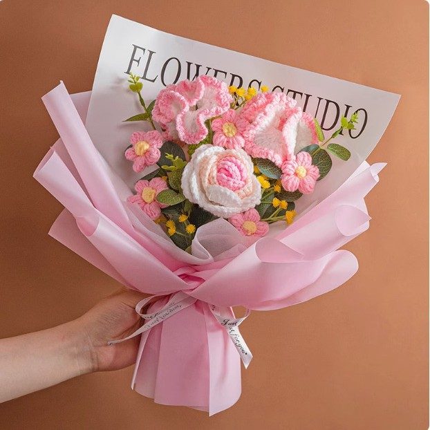 Gift Box Crochet Bouquet shown in a clean product photograph