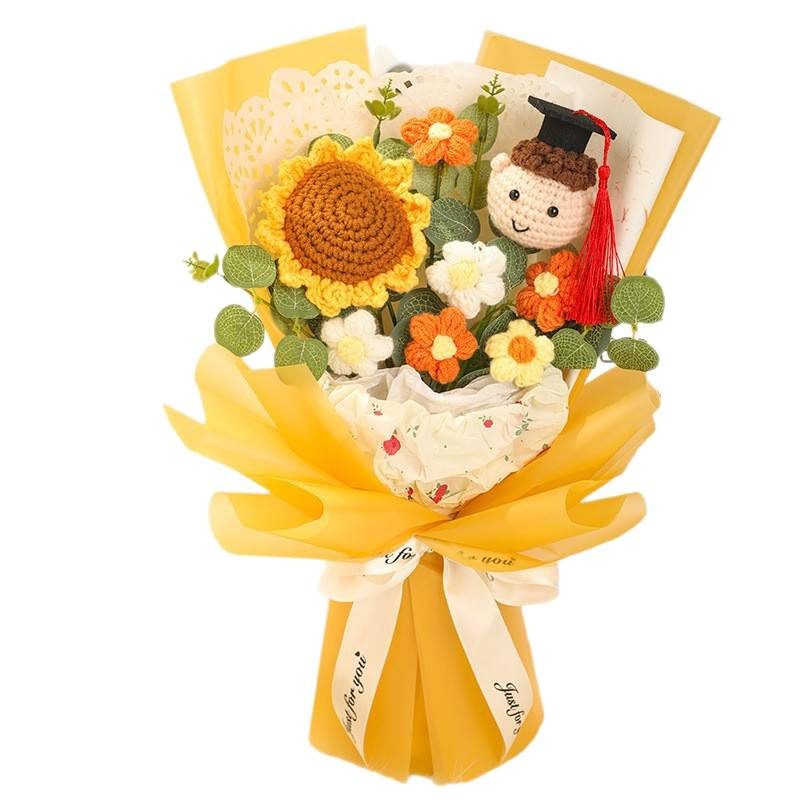 Graduation Doll Crochet Bouquet shown in a clean product photograph