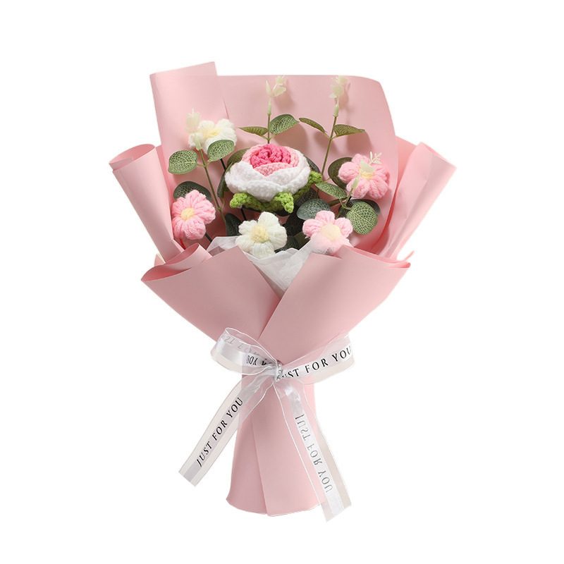 Minimal Rose Crochet Bouquet shown in a clean product photograph