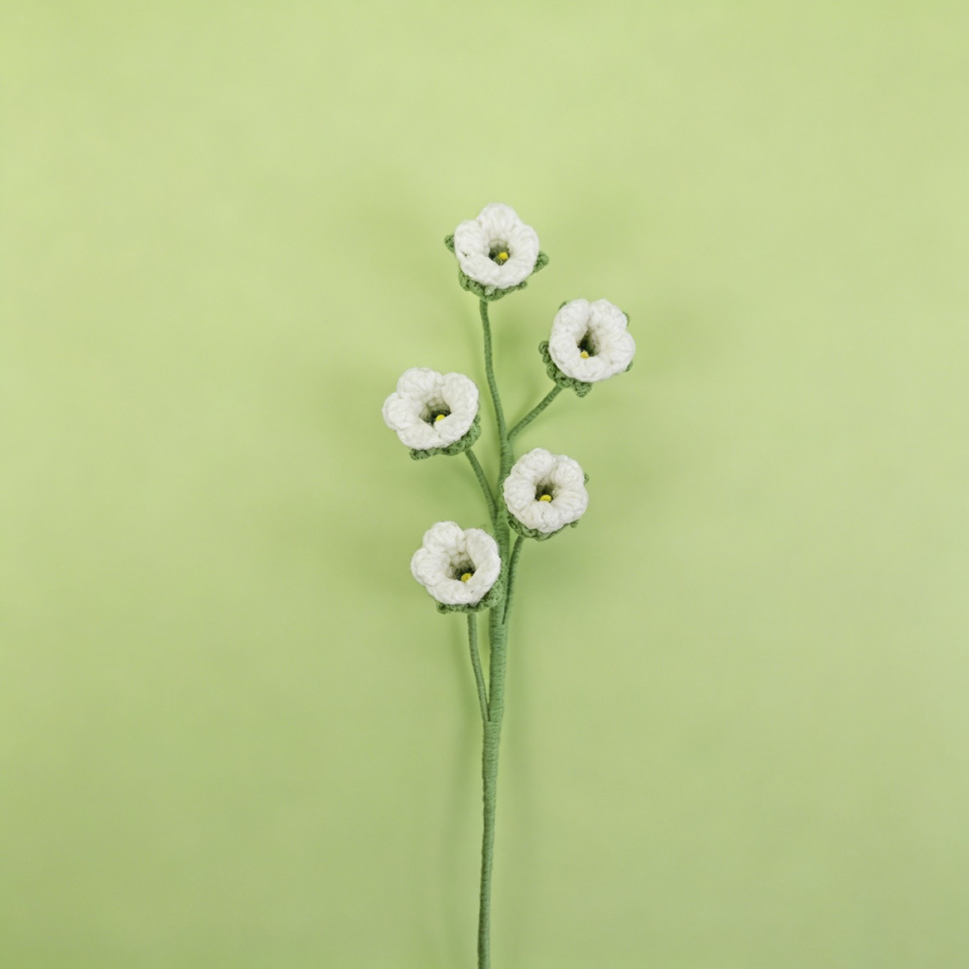 Bellflower Crochet Stem on a clean pastel product background