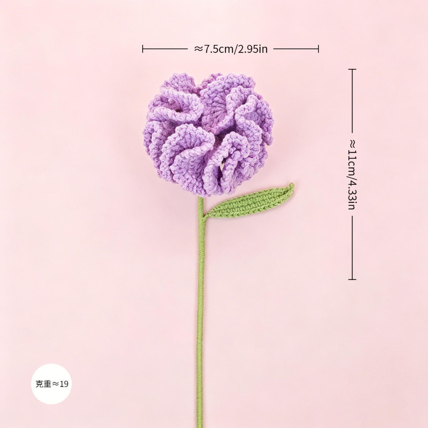 Carnation Crochet Stem view 10