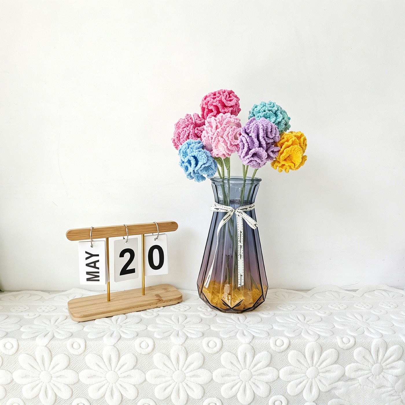 Carnation Crochet Stem view 2