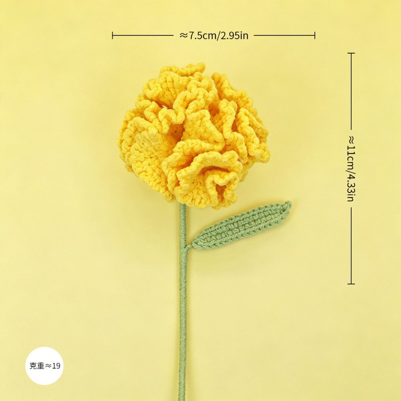 Carnation Crochet Stem view 3