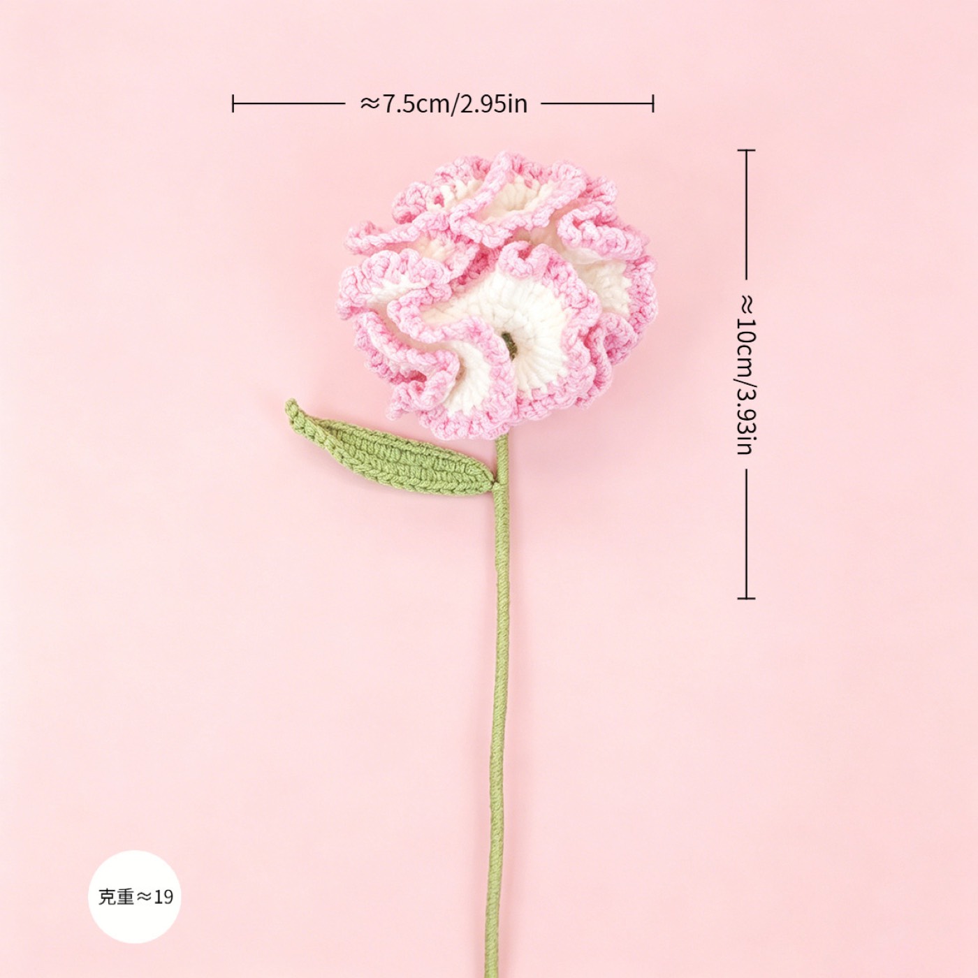 Carnation Crochet Stem view 6