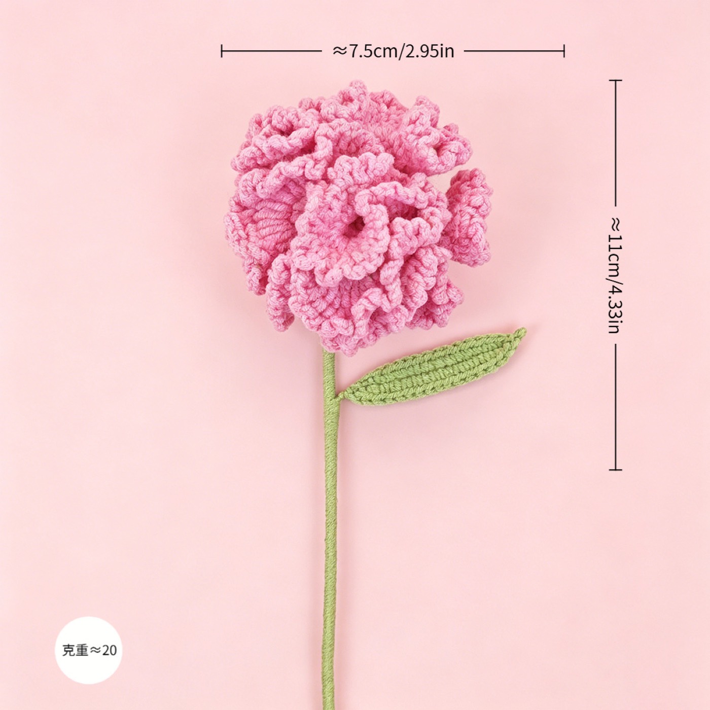 Carnation Crochet Stem view 7