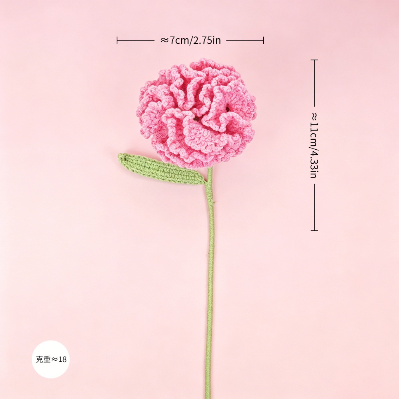 Carnation Crochet Stem view 8