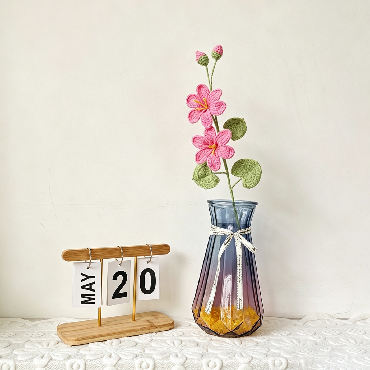 Pink Bloom Crochet Stem view 3