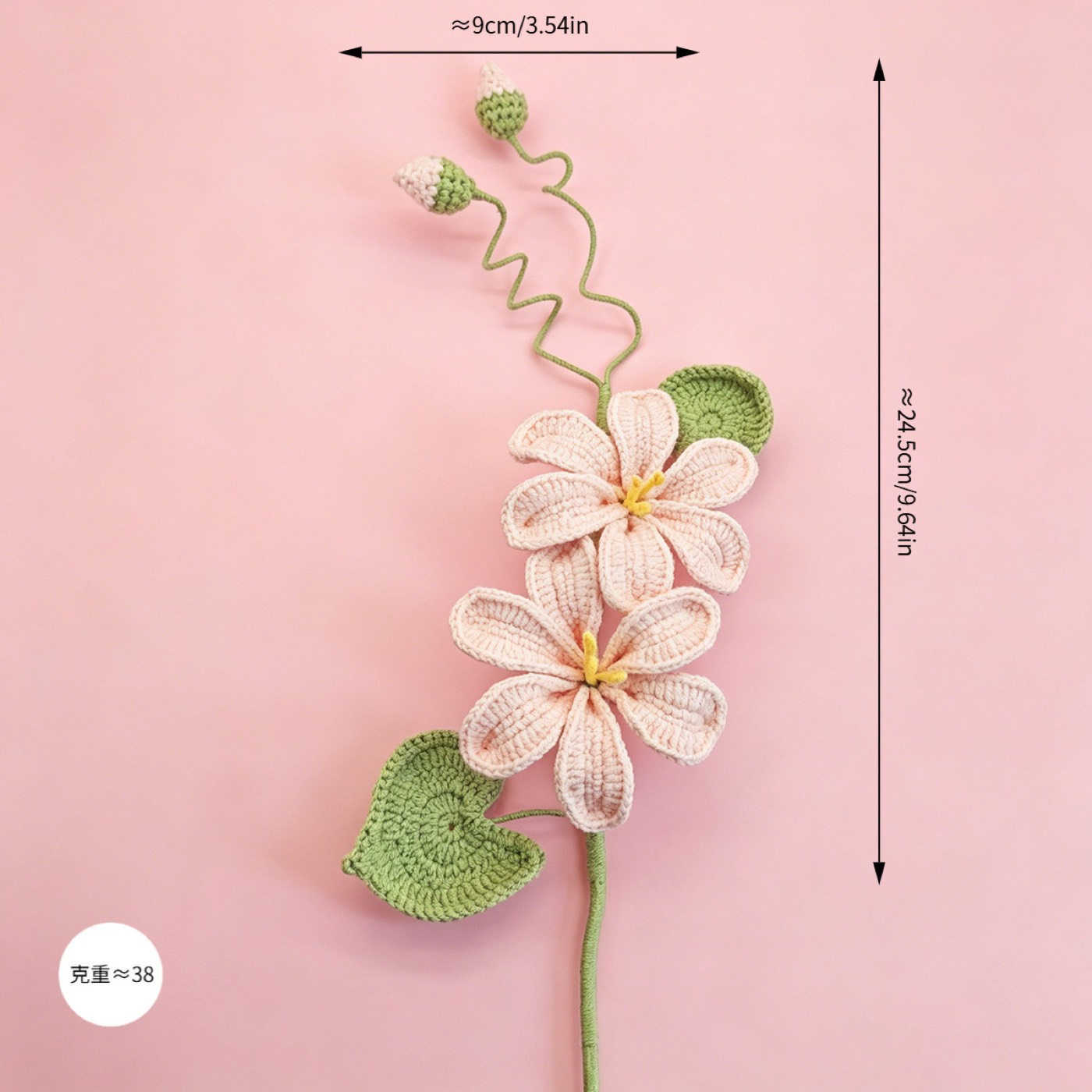 Pink Bloom Crochet Stem view 5