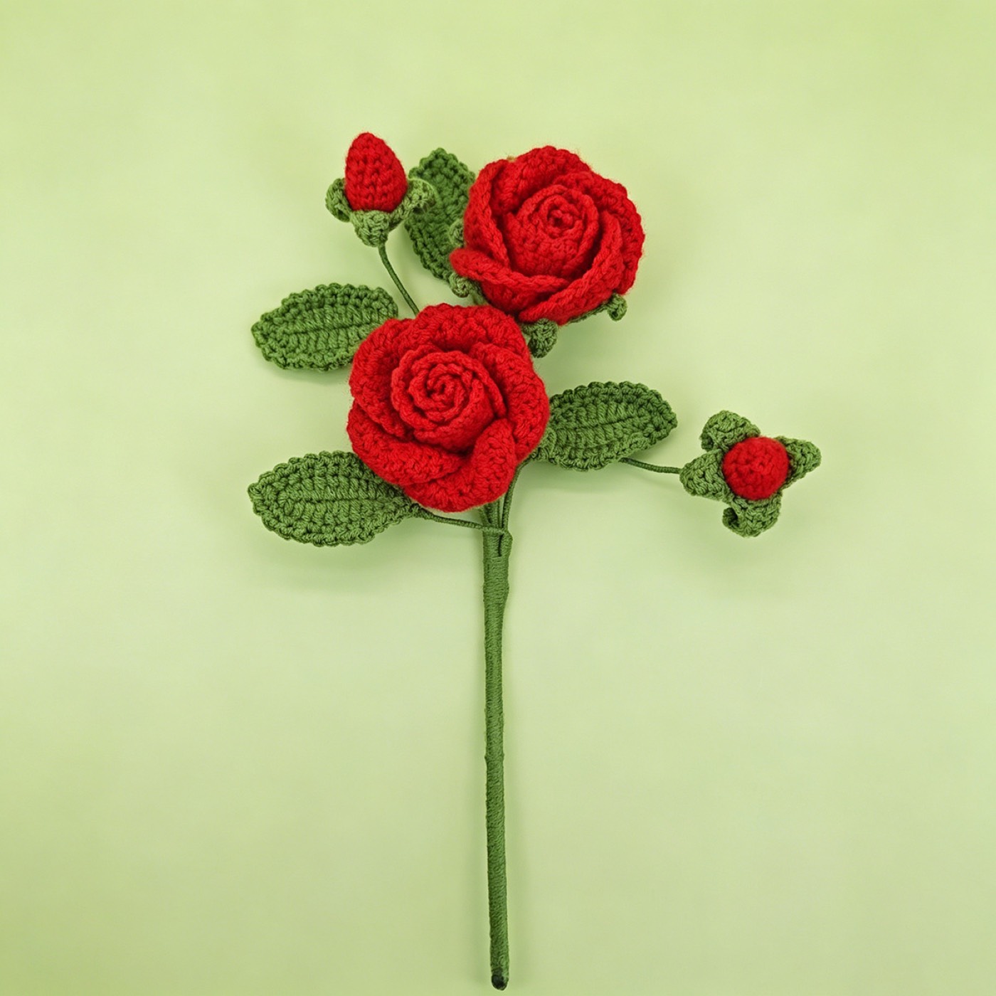 Rose Crochet Stem on a clean pastel product background