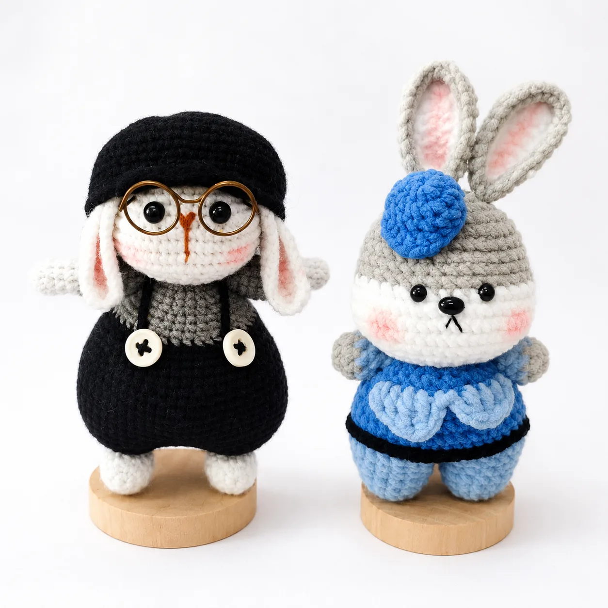 Monochrome & Blue Bunny Crochet Doll Collection crochet product